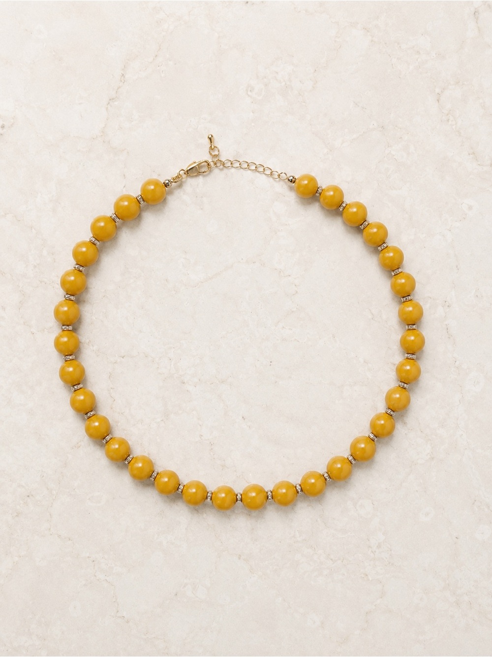 18kt GF Yellow Beaded Necklace with Gold Accents